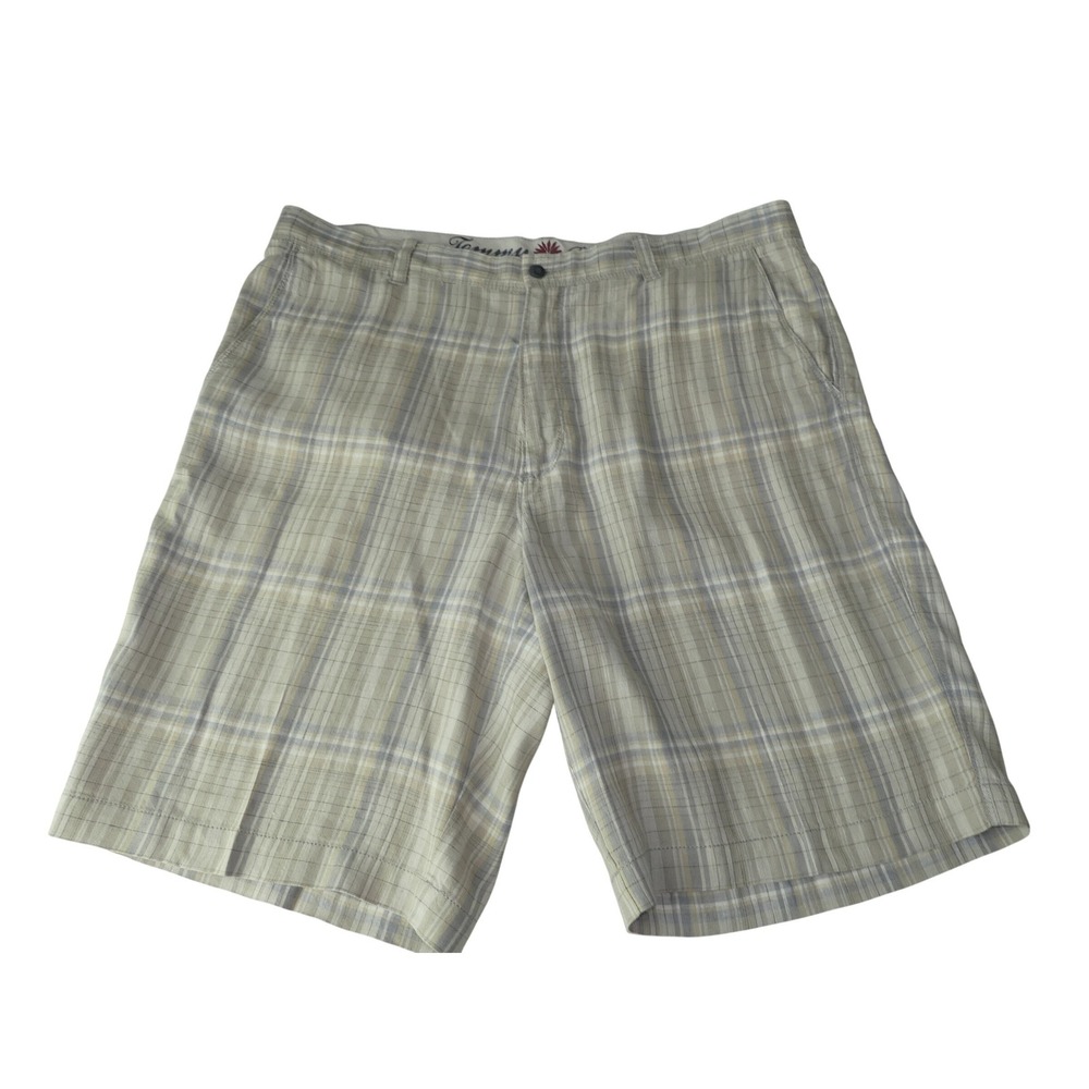 Tommy Bahama Mens 38 Plaid Shorts Linen Silk Blend Paradise Nation Beach Summer